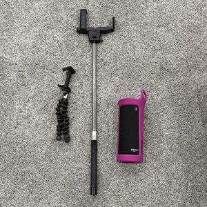 Black Amazon Bluetooth Speaker with Black Selfie Sticks